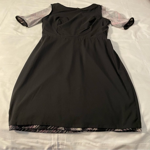 Vince Camuto Knit A-Line Dress Short Sleeve Size 12 Colour Black/Gray/White/Pink - Picture 5 of 16